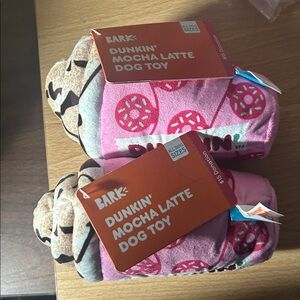 2 Dunkin Donuts Bark Dog Toy MOCHA LATTE NWT
